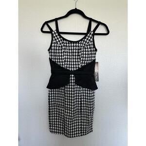 XOXO Houndstooth Peplum Double Strap Mini Dress Size 1/2